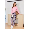 Ekouaer Pajamas for Women Comfy Long Sleeve Jogger Set Lounge Pjs Set(Pink Princess Plaid)