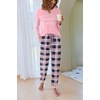Ekouaer Pajamas for Women Comfy Long Sleeve Jogger Set Lounge Pjs Set(Pink Princess Plaid)