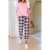 Ekouaer Pajamas for Women Comfy Long Sleeve Jogger Set Lounge Pjs Set(Pink Princess Plaid)