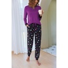 Ekouaer Pajamas for Women Comfy Long Sleeve Jogger Set Lounge Pjs Set(Purple Polka Dots)