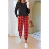 Ekouaer Pajamas for Women Comfy Long Sleeve Jogger Set Lounge Pjs Set(Red Plaid)
