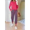 Ekouaer Pajamas for Women Comfy Long Sleeve Jogger Set Lounge Pjs Set(Rose Plaid)