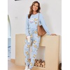 Ekouaer Pajamas for Women Comfy Long Sleeve Jogger Set Lounge Pjs Set(Teddy-blue)