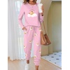 Ekouaer Pajamas for Women Comfy Long Sleeve Jogger Set Lounge Pjs Set(Teddy-pink)
