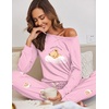 Ekouaer Pajamas for Women Comfy Long Sleeve Jogger Set Lounge Pjs Set(Teddy-pink)