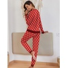 Ekouaer Pajamas for Women Comfy Long Sleeve Jogger Set Lounge Pjs Set(Wine Red Bow Knot)