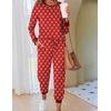 Ekouaer Pajamas for Women Comfy Long Sleeve Jogger Set Lounge Pjs Set(Wine Red Bow Knot)