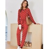 Ekouaer Pajamas for Women Comfy Long Sleeve Jogger Set Lounge Pjs Set(Wine Red Bow Knot)