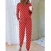 Ekouaer Pajamas for Women Comfy Long Sleeve Jogger Set Lounge Pjs Set(Wine Red Bow Knot)