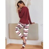 Ekouaer Pajamas for Women Comfy Long Sleeve Jogger Set Lounge Pjs Set(Wine Red Contrast Stripes)