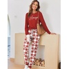 Ekouaer Pajamas for Women Comfy Long Sleeve Jogger Set Lounge Pjs Set(Wine Red Heart Plaid)