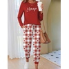 Ekouaer Pajamas for Women Comfy Long Sleeve Jogger Set Lounge Pjs Set(Wine Red Heart Plaid)