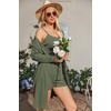 Ekouaer Pajamas for Women Set 3 Piece Soft Waffle Knit Loungewear Outfit(Army Green)