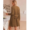 Ekouaer Pajamas for Women Set 3 Piece Soft Waffle Knit Loungewear Outfit(Brown)