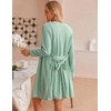 Ekouaer Pajamas for Women Set 3 Piece Soft Waffle Knit Loungewear Outfit(Grey Green)
