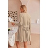 Ekouaer Pajamas for Women Set 3 Piece Soft Waffle Knit Loungewear Outfit(Khaki)