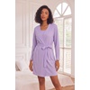 Ekouaer Pajamas for Women Set 3 Piece Soft Waffle Knit Loungewear Outfit(Light Purple)