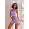 Ekouaer Pajamas for Women Set 3 Piece Soft Waffle Knit Loungewear Outfit(Light Purple)
