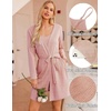 Ekouaer Pajamas for Women Set 3 Piece Soft Waffle Knit Loungewear Outfit(Pink)