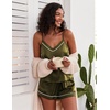 Ekouaer Pajamas for Women Set Silk Satin Pjs Sexy Lingerie Sleepwear(Army Green)