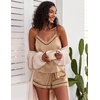 Ekouaer Pajamas for Women Set Silk Satin Pjs Sexy Lingerie Sleepwear(Beige)