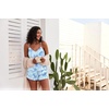 Ekouaer Pajamas for Women Set Silk Satin Pjs Sexy Lingerie Sleepwear(Blue Bow)