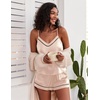 Ekouaer Pajamas for Women Set Silk Satin Pjs Sexy Lingerie Sleepwear(Champagne)