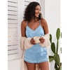 Ekouaer Pajamas for Women Set Silk Satin Pjs Sexy Lingerie Sleepwear(Light Blue)
