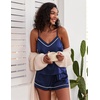 Ekouaer Pajamas for Women Set Silk Satin Pjs Sexy Lingerie Sleepwear(Navy)