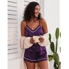 Ekouaer Pajamas for Women Set Silk Satin Pjs Sexy Lingerie Sleepwear(Purple)
