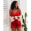 Ekouaer Pajamas for Women Set Silk Satin Pjs Sexy Lingerie Sleepwear(Red)