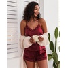Ekouaer Pajamas for Women Set Silk Satin Pjs Sexy Lingerie Sleepwear(Wine)