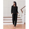 Ekouaer Pajamas for Women Set Soft Lounge Sets 2 Piece Pj Sets with Pockets(Black)