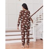 Ekouaer Pajamas for Women Set Soft Lounge Sets 2 Piece Pj Sets with Pockets(Bow Brown)
