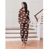 Ekouaer Pajamas for Women Set Soft Lounge Sets 2 Piece Pj Sets with Pockets(Bow Brown)