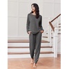 Ekouaer Pajamas for Women Set Soft Lounge Sets 2 Piece Pj Sets with Pockets(Dark Gray)