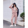 Ekouaer Pajamas for Women Set Soft Lounge Sets 2 Piece Pj Sets with Pockets(Dusty Rose)