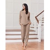 Ekouaer Pajamas for Women Set Soft Lounge Sets 2 Piece Pj Sets with Pockets(Khaki)