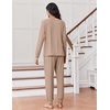 Ekouaer Pajamas for Women Set Soft Lounge Sets 2 Piece Pj Sets with Pockets(Khaki)