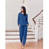 Ekouaer Pajamas for Women Set Soft Lounge Sets 2 Piece Pj Sets with Pockets(Navy Blue)