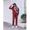 Ekouaer Pajamas for Women Set Soft Lounge Sets 2 Piece Pj Sets with Pockets(Red Plaid Bow)