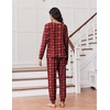 Ekouaer Pajamas for Women Set Soft Lounge Sets 2 Piece Pj Sets with Pockets(Red Plaid Bow)