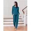 Ekouaer Pajamas for Women Set Soft Lounge Sets 2 Piece Pj Sets with Pockets(Teal)