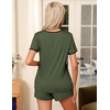 Ekouaer Pajamas for Womens Set 2 Piece Soft Sleepwear, Chest Pocket(Army Green)