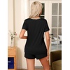 Ekouaer Pajamas for Womens Set 2 Piece Soft Sleepwear, Chest Pocket(Black-leopard)