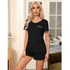 Ekouaer Pajamas for Womens Set 2 Piece Soft Sleepwear, Chest Pocket(Black-leopard)