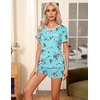 Ekouaer Pajamas for Womens Set 2 Piece Soft Sleepwear, Chest Pocket(Blue Flower)