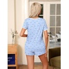 Ekouaer Pajamas for Womens Set 2 Piece Soft Sleepwear, Chest Pocket(Blue-heart Bow)