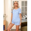 Ekouaer Pajamas for Womens Set 2 Piece Soft Sleepwear, Chest Pocket(Blue-heart Bow)