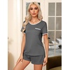 Ekouaer Pajamas for Womens Set 2 Piece Soft Sleepwear, Chest Pocket(Dark Gray)